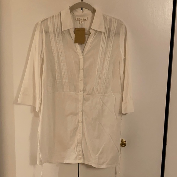 Coldwater Creek Tops - Coldwater Creek White Embroidered Tunic Top size M